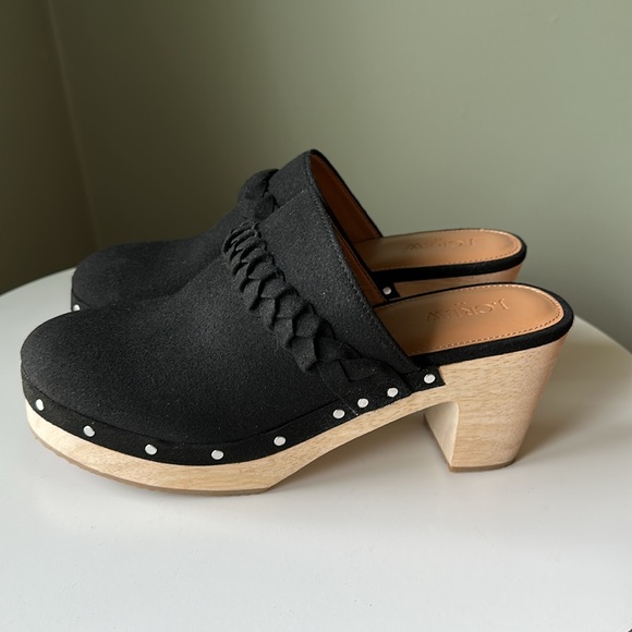 J. Crew Factory Black Mules with Wooden Heel - Picture 3 of 16